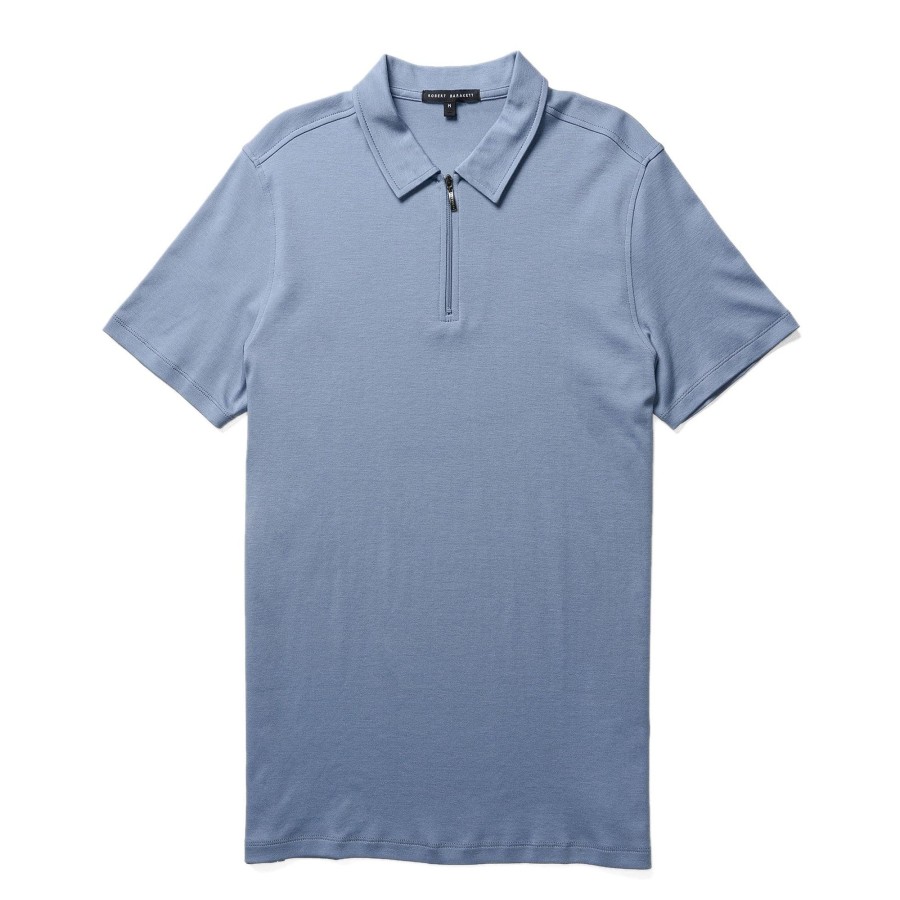 Tops Robert Barakett Short Sleeve Zip Polos | The Barakett Zip Polo