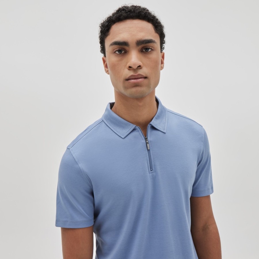 Tops Robert Barakett Short Sleeve Zip Polos | The Barakett Zip Polo