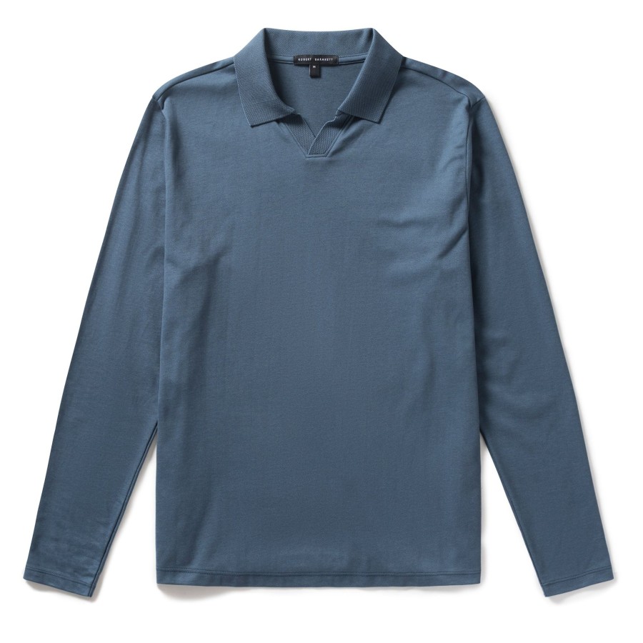 Tops Robert Barakett Long Sleeve Polos | Adison Open Collar Polo