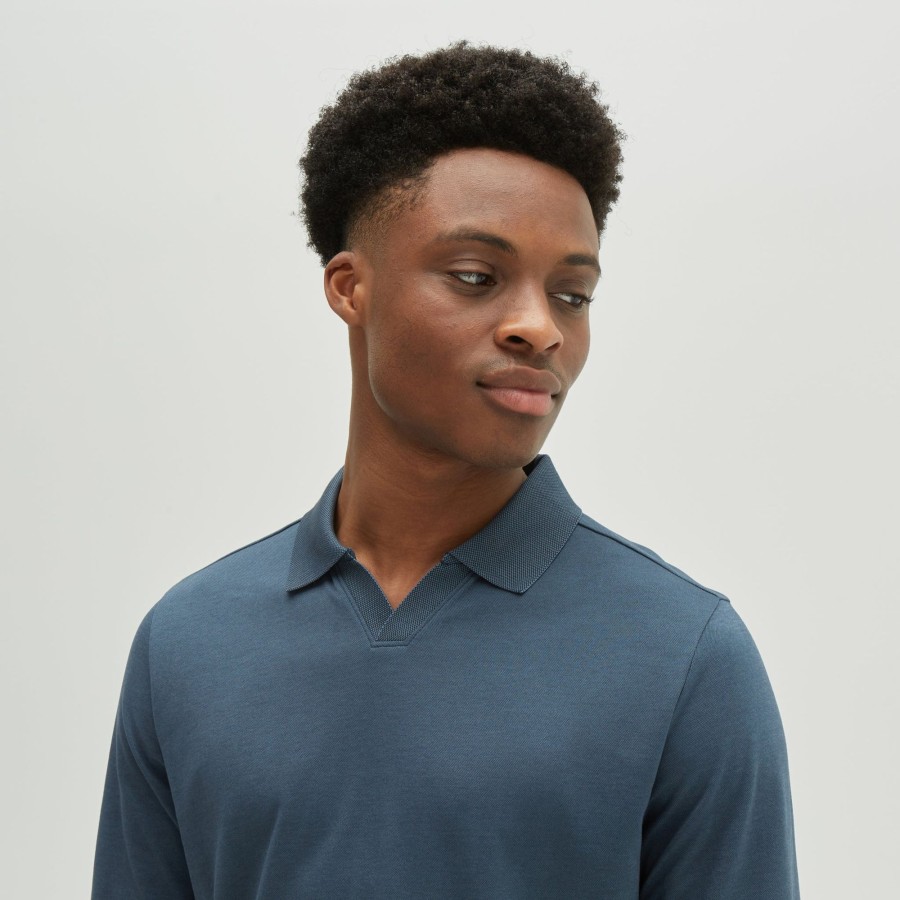 Tops Robert Barakett Long Sleeve Polos | Adison Open Collar Polo