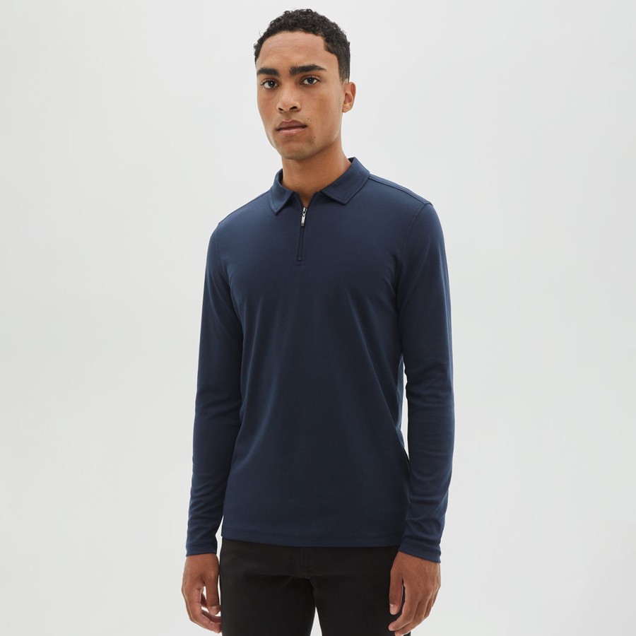 Tops Robert Barakett Long Sleeve Zip Polos | The Barakett Long-Sleeve Zip Polo