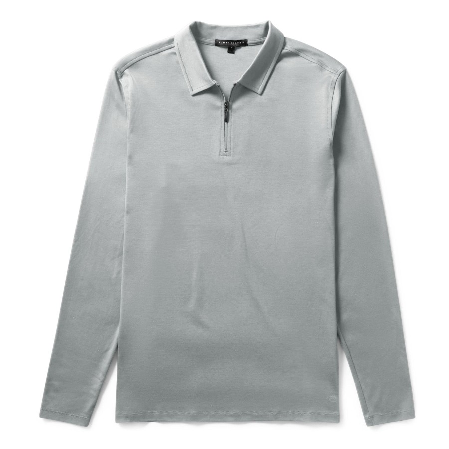 Tops Robert Barakett Long Sleeve Zip Polos | The Barakett Long-Sleeve Zip Polo