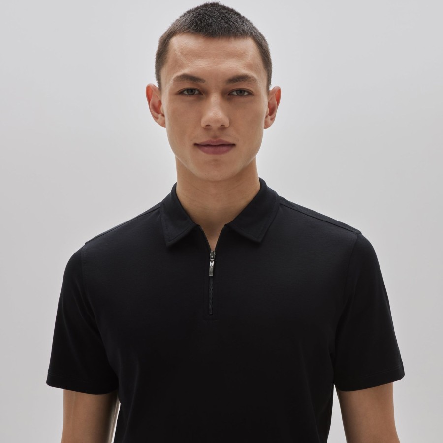 Tops Robert Barakett Short Sleeve Zip Polos | The Barakett Zip Polo