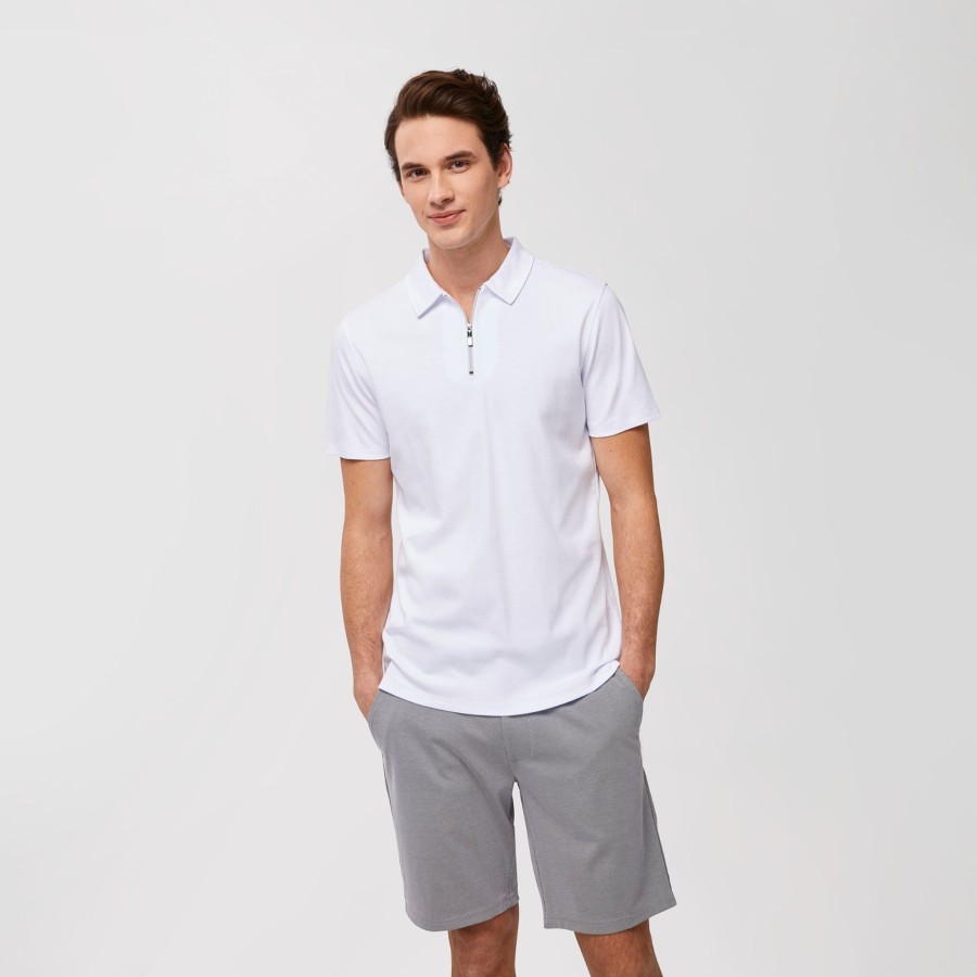 Tops Robert Barakett Short Sleeve Zip Polos | The Barakett Zip Polo