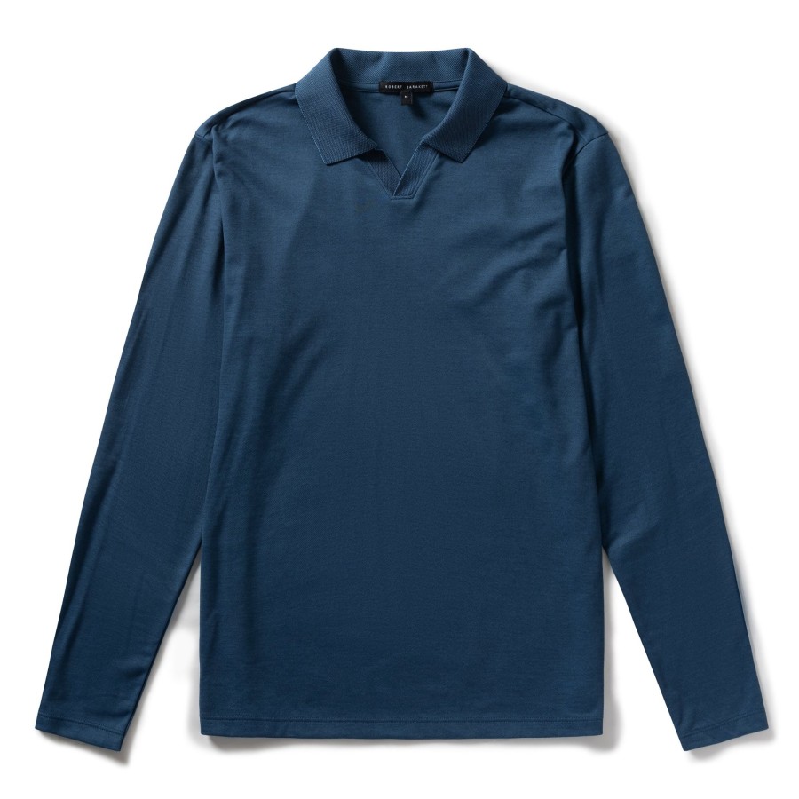 Tops Robert Barakett Long Sleeve Polos | Adison Open Collar Polo