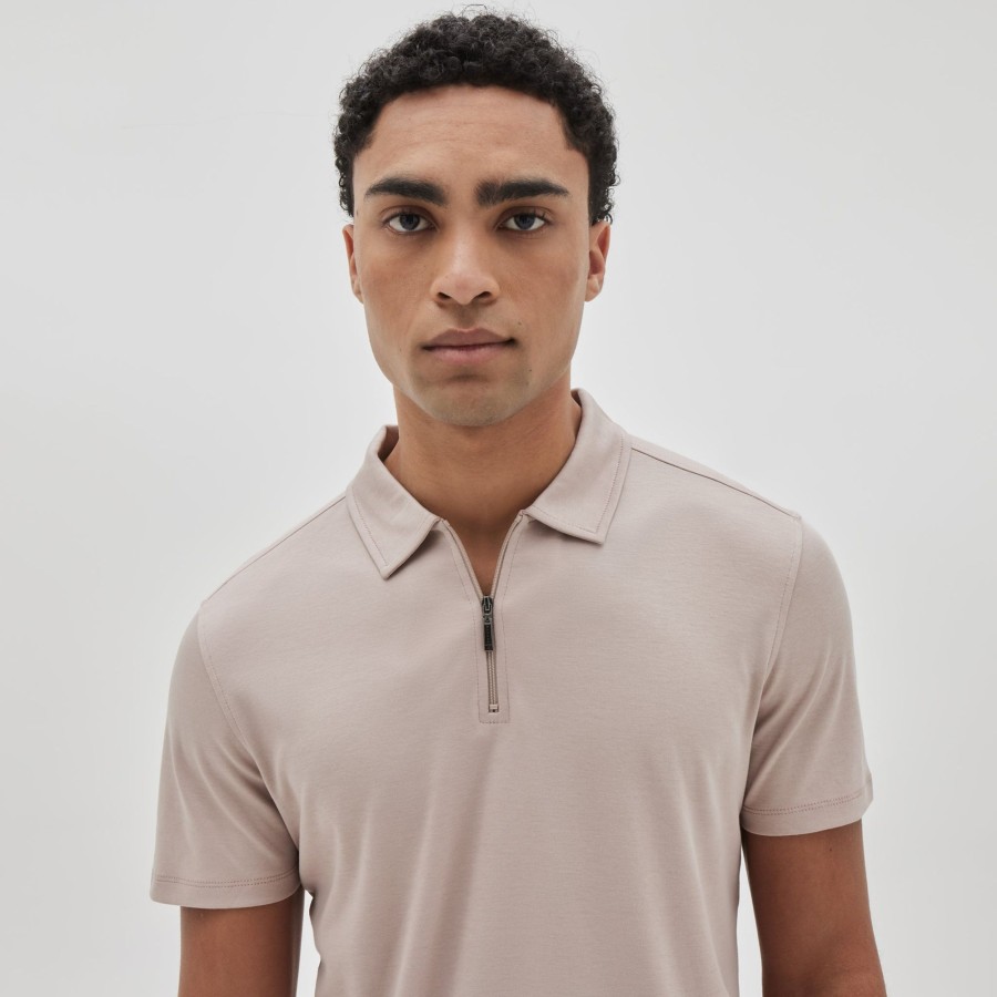 Tops Robert Barakett Short Sleeve Zip Polos | The Barakett Zip Polo